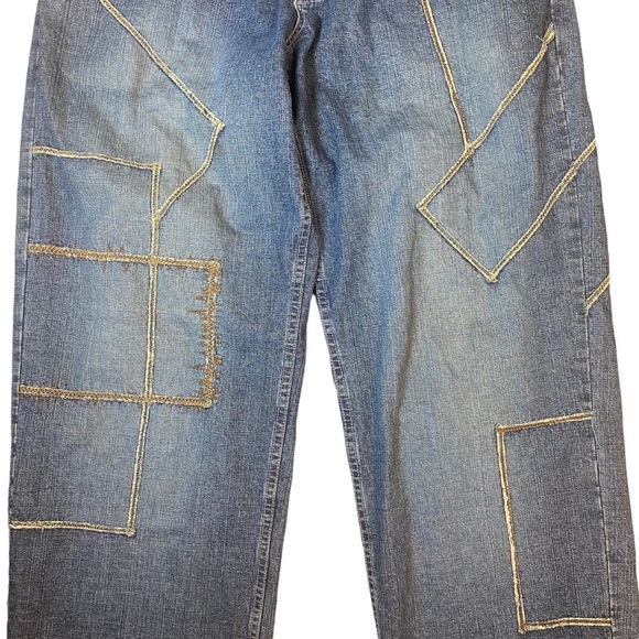 Vintage Y2K  Paco‎ Elite Jeans Patchwork Stitching Baggy Fit Wide Leg 36x31 - Picture 4 of 16